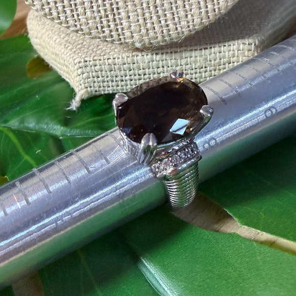 Judith Ripka Smoky Quartz and Silver Ring - Picture 12 of 13